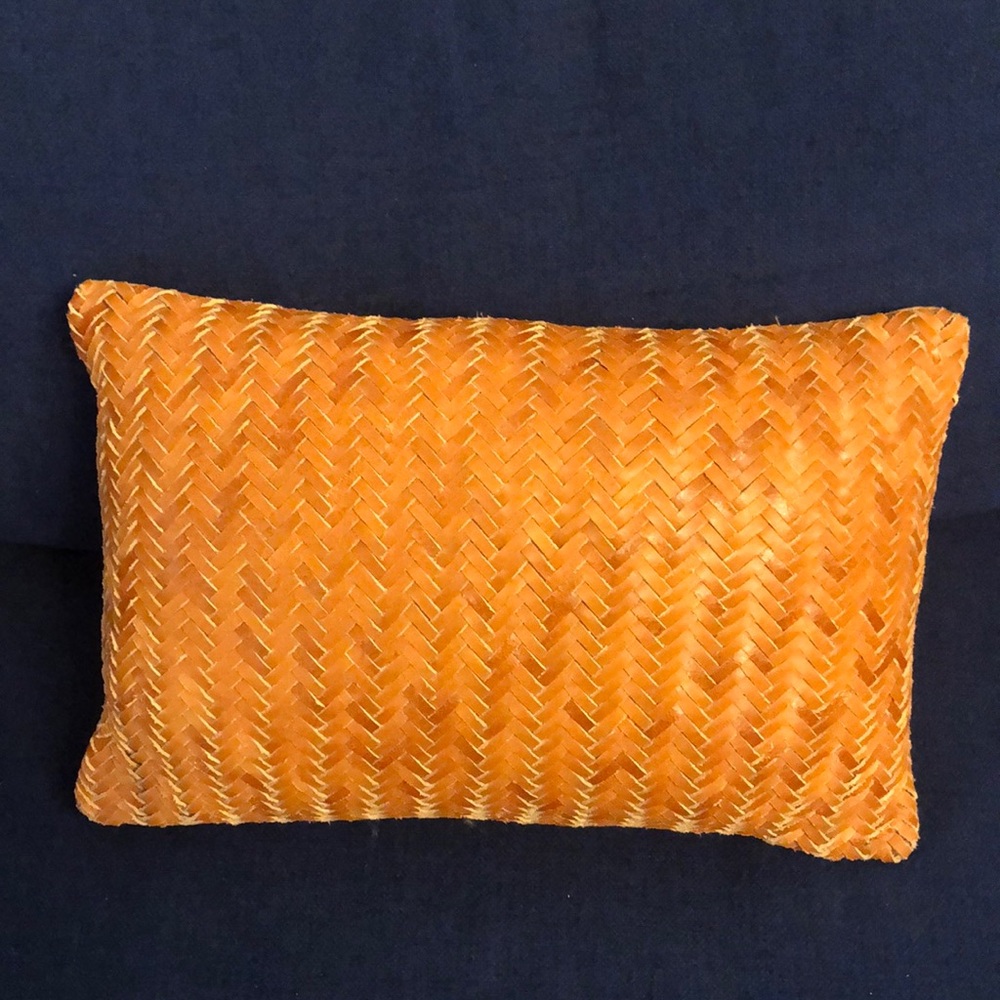 Saddle Leather woven pillow